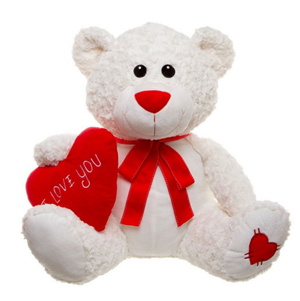 cute white teddy bear with a red heart