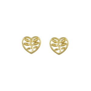 Gold Heart Leaf Earrings