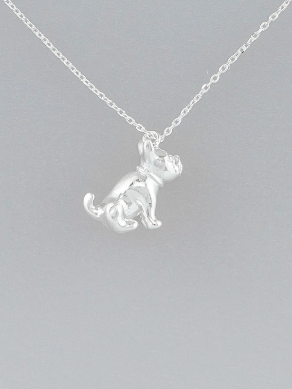 silver frenchie necklace