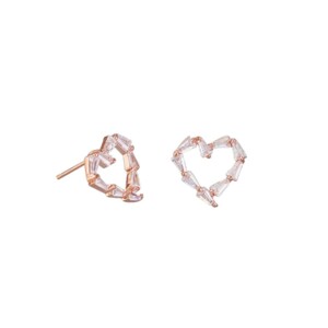 Rose Gold Heart Crystal Earrings